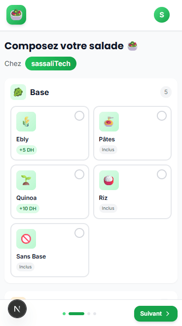Composition d'ingrédients sur mobile — Salad Composer